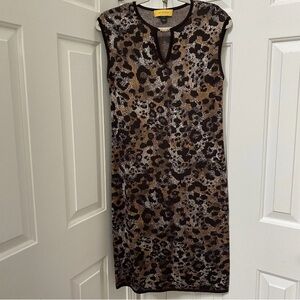 ST. JOHN Wool Blend Knit Sheath Leopard Dress Size 2